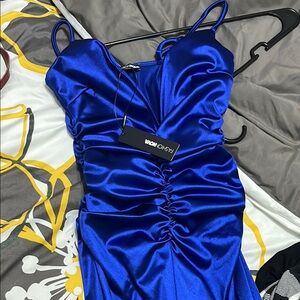 Fashion Nova Royal Blue Satin Dress